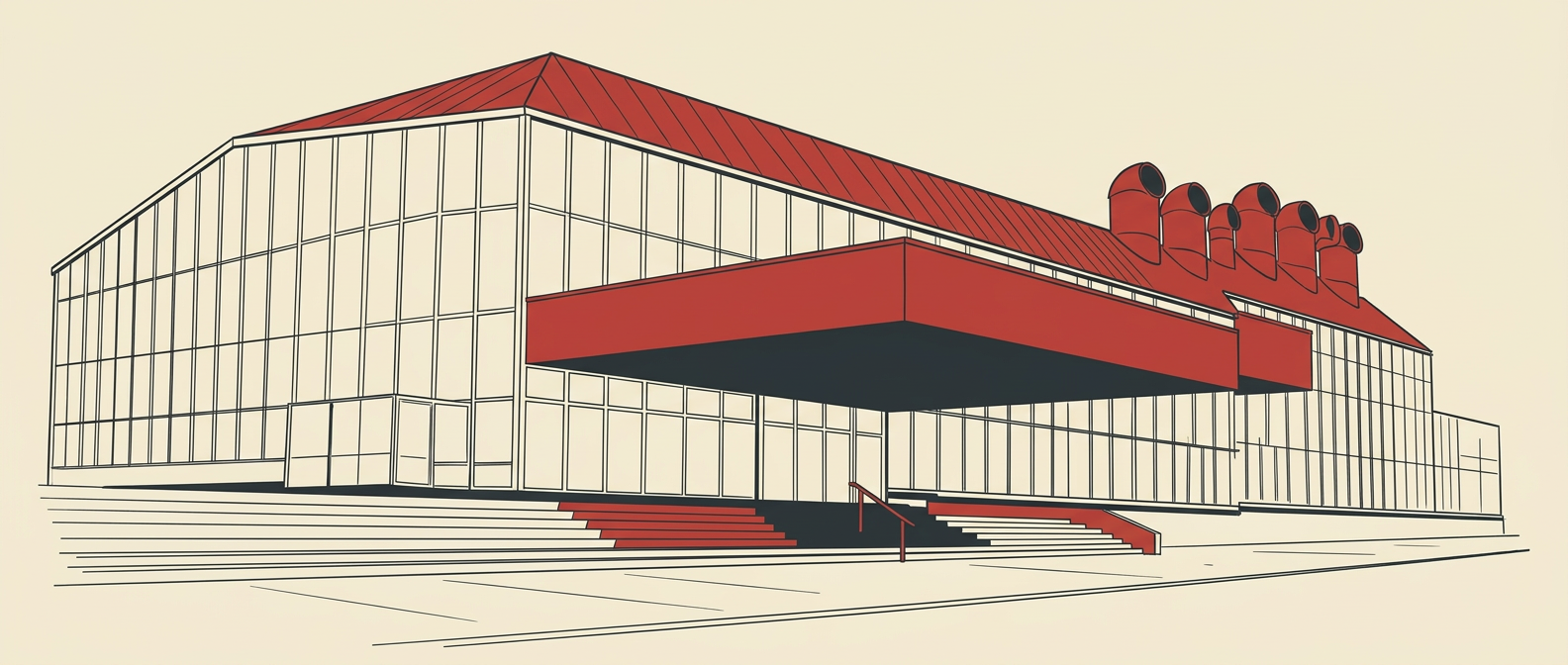 Architektonická kresba Novej tržnice v Bratislave